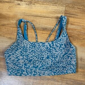 Athleta Exhale Animal Print Teal & gray sports bra Size small